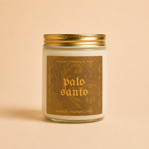Astraea Studio Palo Santo stick with natural wood texture, ready for burning, shown on a neutral background.