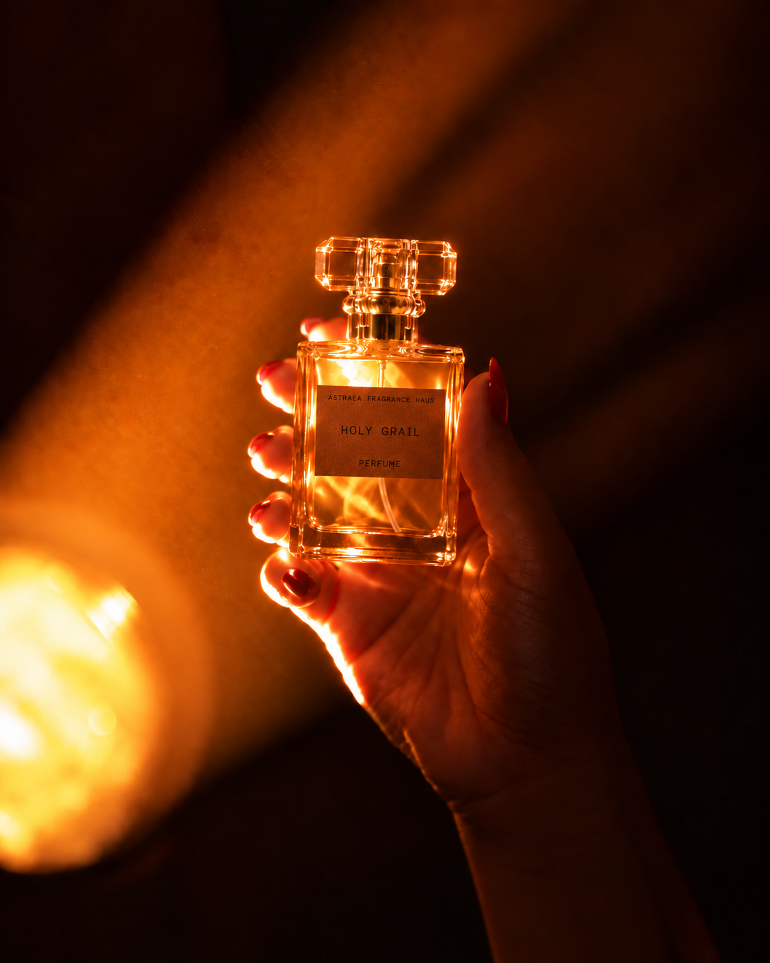 Astraea Fragrance Haus Holy Grail perfume bottle with elegant design, showcasing the luxurious fragrance product.